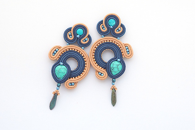 kolczyki soutache Turkusowa jesień