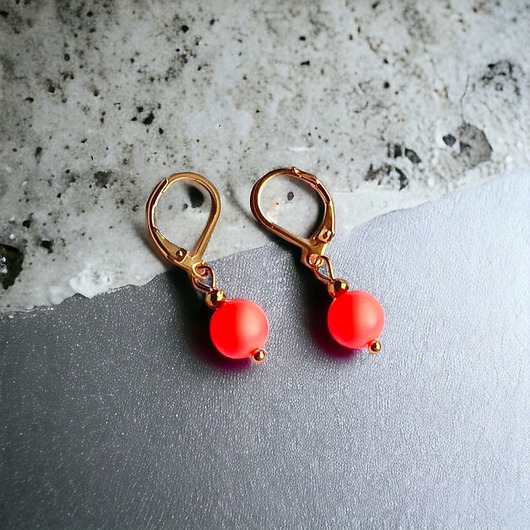 kolczyki swarovski Swarovski neon pearls : neon orange : drobne kolczyki