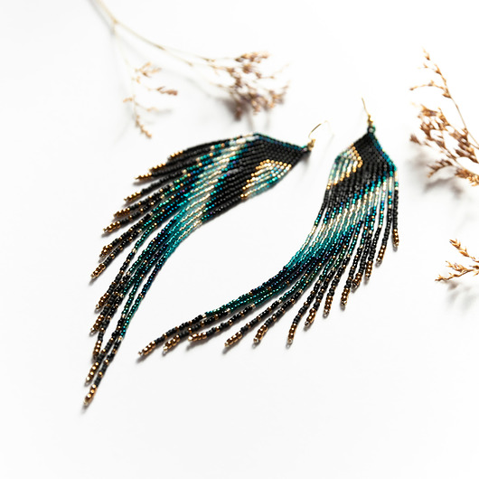 kolczyki szklane Kolczyki skrzydła dziwogona rajskiego