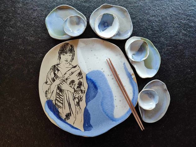 patery i talerze Zestaw sushi bez dużego talerza