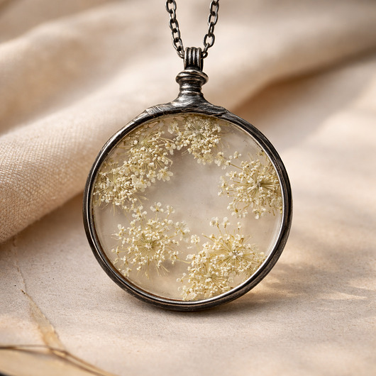 wisiory Naszyjnik z kwatami koronka krolowej Anny