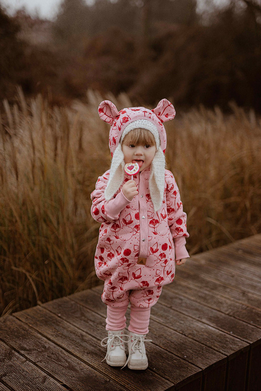 kombinezony dla niemowlaka Kombinezon Uszaty Lilie na Różu