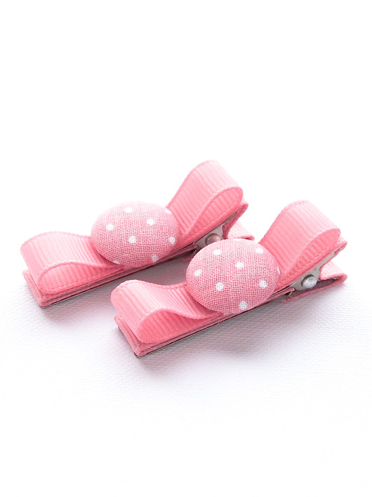 ozdoby do włosów dla dzieci Spinki do włosów  z guziczkiem PEONY PINK