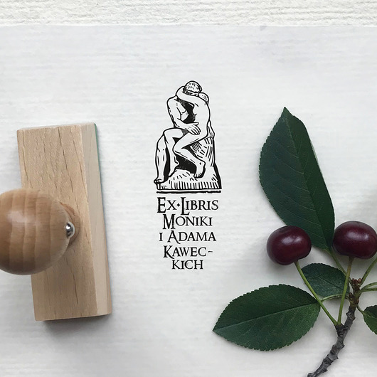 Pocałunek - pieczątka Ex Libris 3 x 8 cm Malu Studio