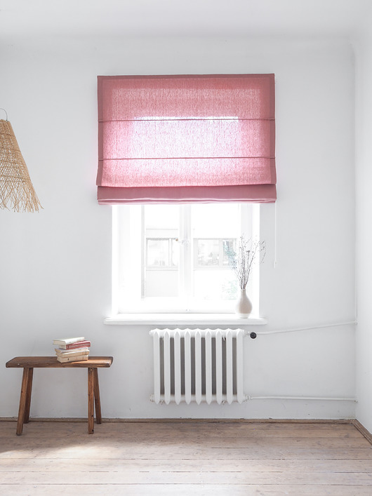 zasłony Lniana roleta rzymska heavy DUSTY PINK