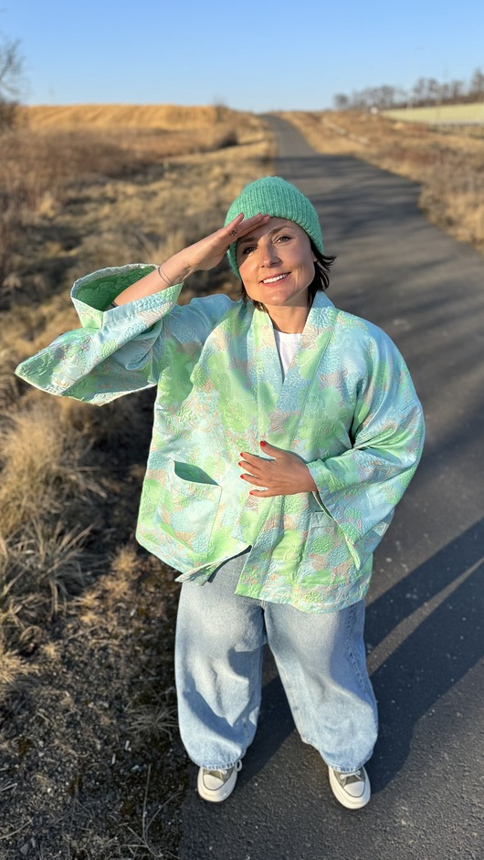 kurtki damskie Żakardowe kimono