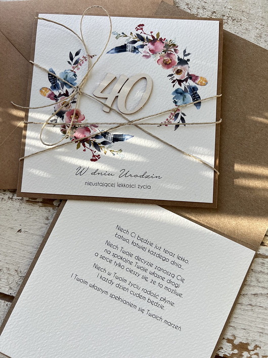 kartki scrapbooking Wyjątkowa kartka ręcznie robiona na 40 urodziny prezent