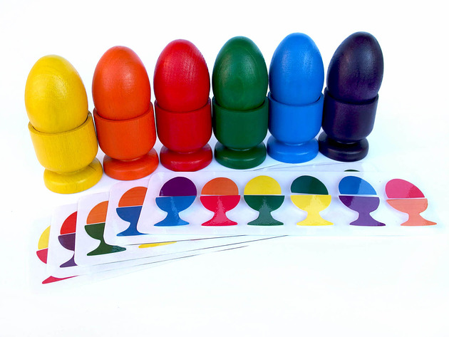 puzzle dla dzieci Sorter kolorów- Układanka lewopółkulowa jajka