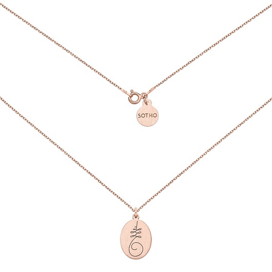 złote naszyjniki Medalion z różowego złota z symbolem Unalome