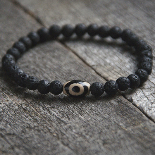 TALIZMAN :: męska bransoletka ::  tibetan agate kaktusia