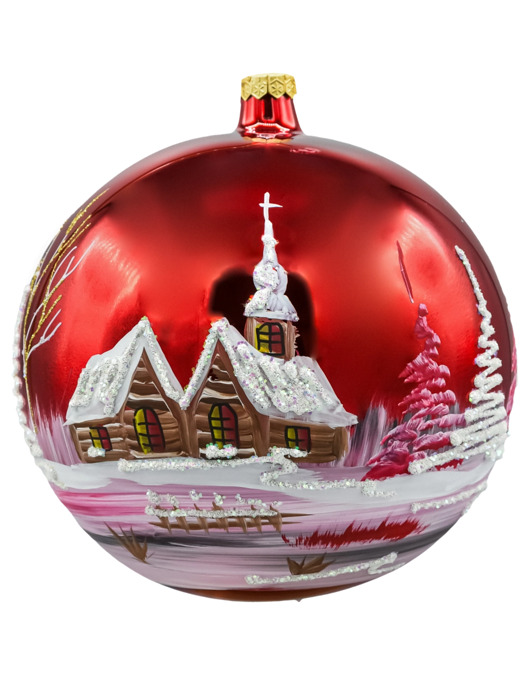 bombki Bombka okrągła duża: Zimowy Kościółek czerwony