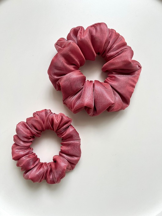 gumki do włosów Różowa gumka do włosów scrunchie Candy z organzy