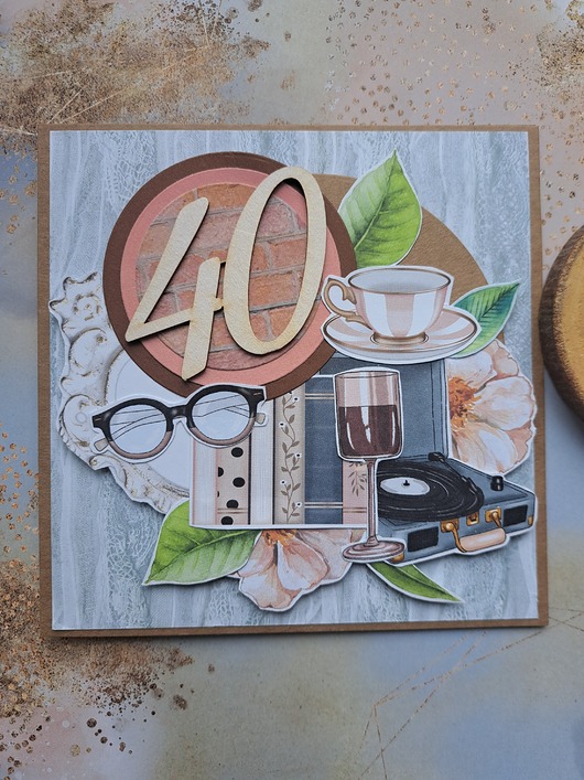 kartki scrapbooking Kobieca kartka na 40-stkę/40-ste urodziny