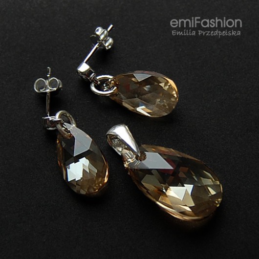 kryształ Swarovski Teardrop Golden Shadow MAREMI Jewelry