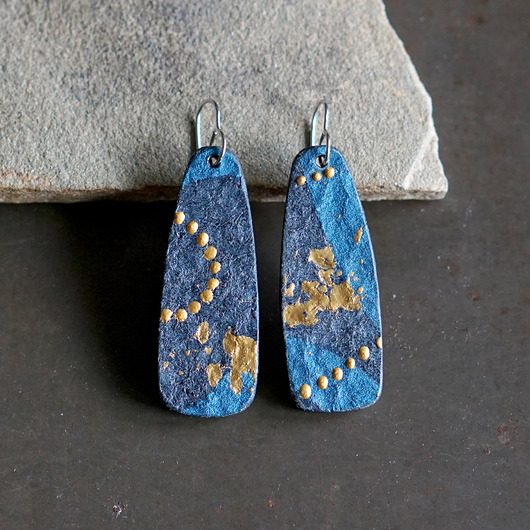 kolczyki - inne Abstrakcyjne niebieskie kolczyki z kolekcji WODA