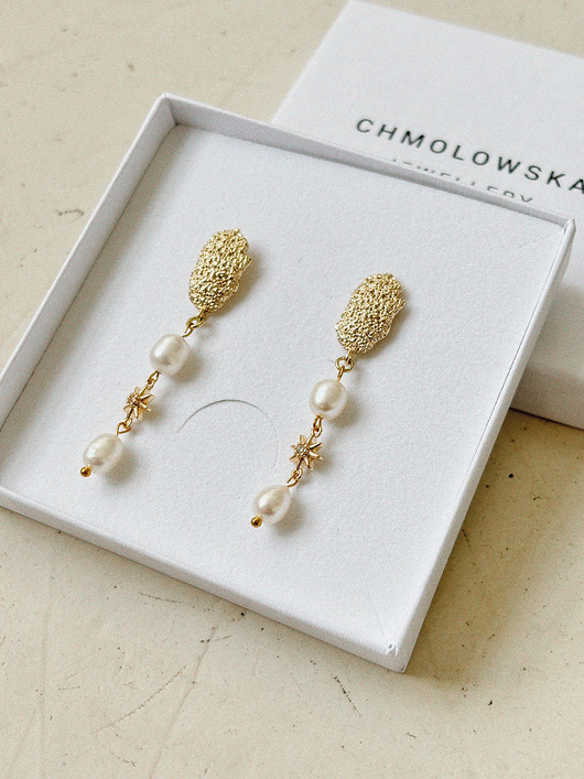kolczyki z mosiądzu Kolczyki z Perłą gwiazdka