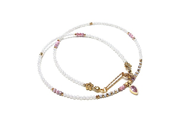 chokery Kwarc różowy i rubiny /choker/ - Szlachetna kolekcja