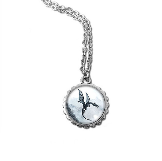 wisiory Medalion, naszyjnik - Czarny smok - mały