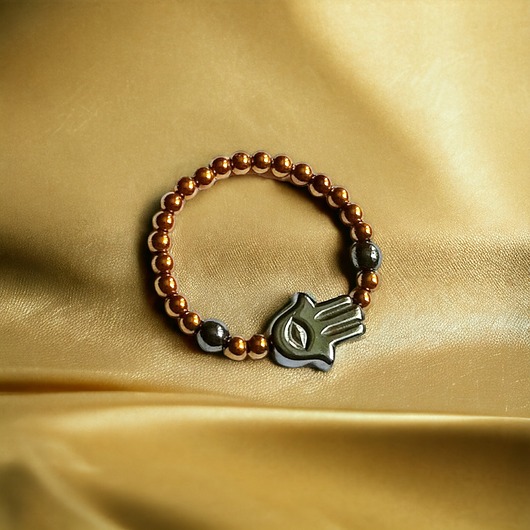 pierścionki elastyczne Hamsa - talizman chroniący od zła - pierścionek - hematyt I