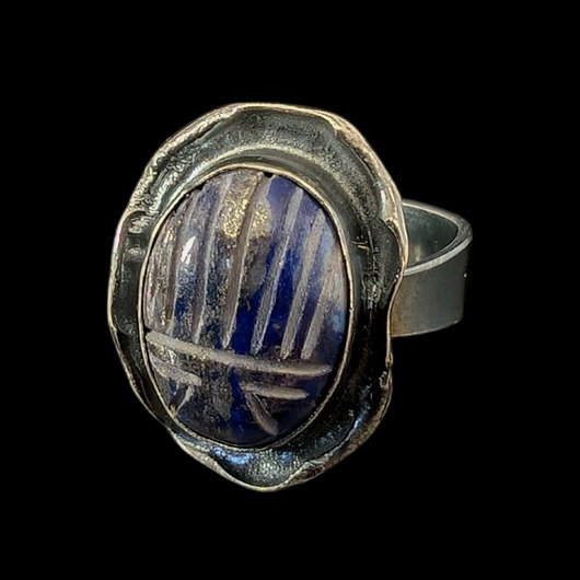 pierścionki srebrne Pierścionek lapisowy żuczek