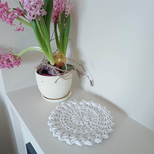 podkładki do kuchni Podkładka pod kubek szydełkowa 20cm