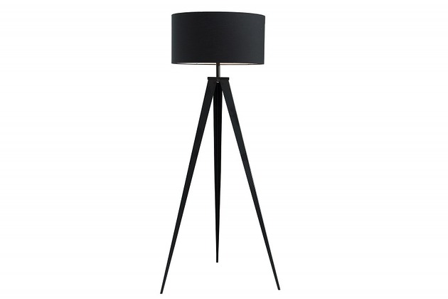 lampy podłogowe Lampa podłgowa, stojąca, czarna, metal, tkanina,142x63 cm