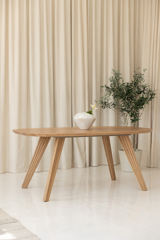 stoły Stół dębowy rozkładany Copenhagen z ryflowanymi dębowymi nogami