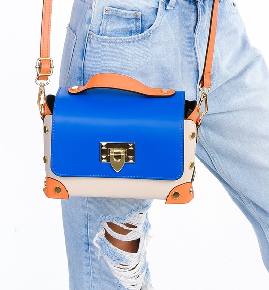 torby na ramię Torebka Skórzana - 3 kolory - crossbody , ozdobne nity (7045)