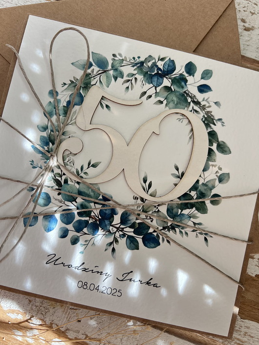 kartki scrapbooking Wyjątkowa kartka ręcznie robiona na 50 urodziny prezent