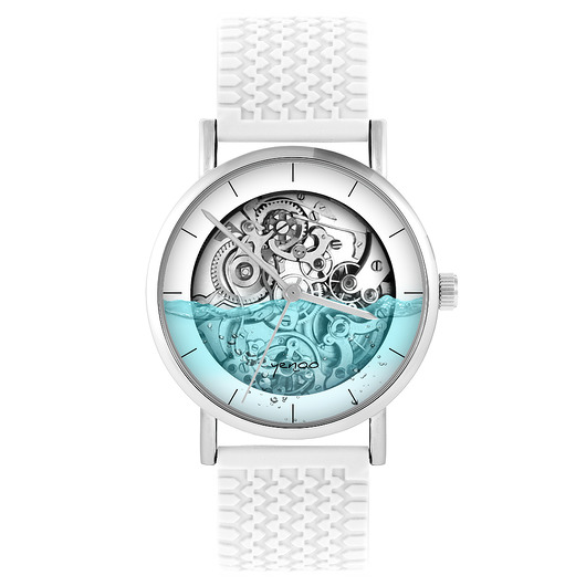 zegarki unisex Zegarek - Steampunk wodny - silikonowy, biały