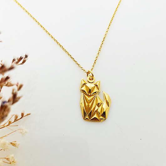 złote naszyjniki Naszyjnik LIS , mały lisek srebro złocone