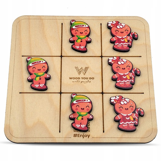 puzzle dla dzieci Gra drewniana pierniczki  Kółko i krzyżyk