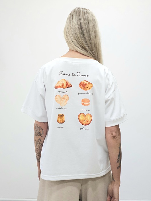 t-shirt damskie Bawełniana koszulka o luźnym kroju - Croissant white
