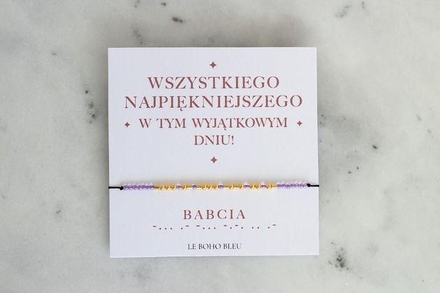 bransoletki na sznurku BABCIA  - Bransoletka z Alfabetem Morse'a