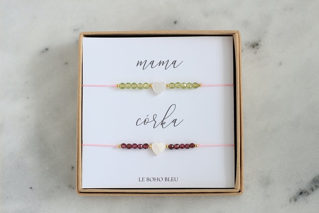 bransoletki na sznurku MAMA i CÓRKA - ZESTAW - Bransoletki z kamieniami urodzeniowymi