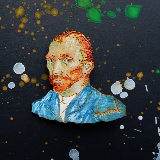 broszki Van Gogh malowany