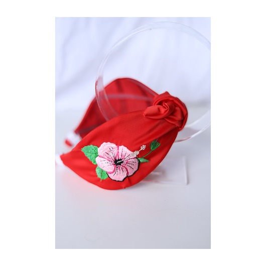 opaski do włosów Czerwona opaska z haftem floral