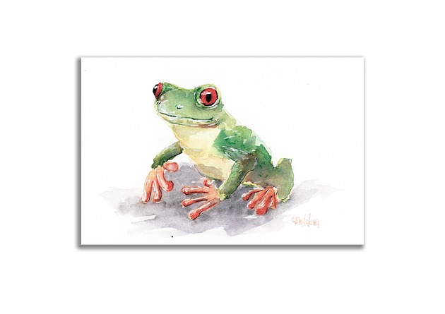 grafiki i ilustracje Obraz ręcznie malowany "Żabka"