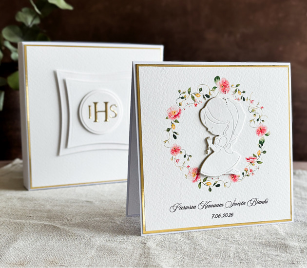 kartki na komunię Kartka na komunię z pudełkiem i kopertą, 106