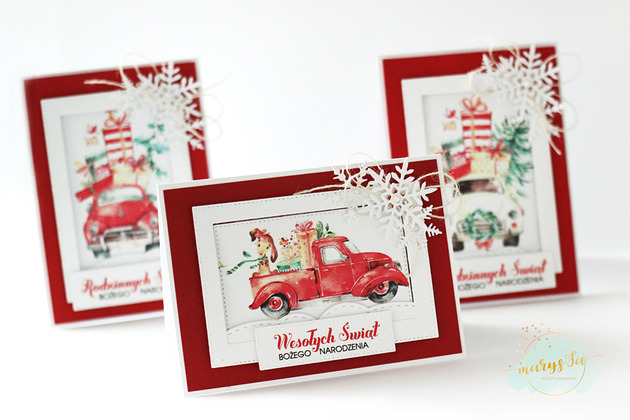 CHRISTMAS CAR - komplet trzech kartek marysJa