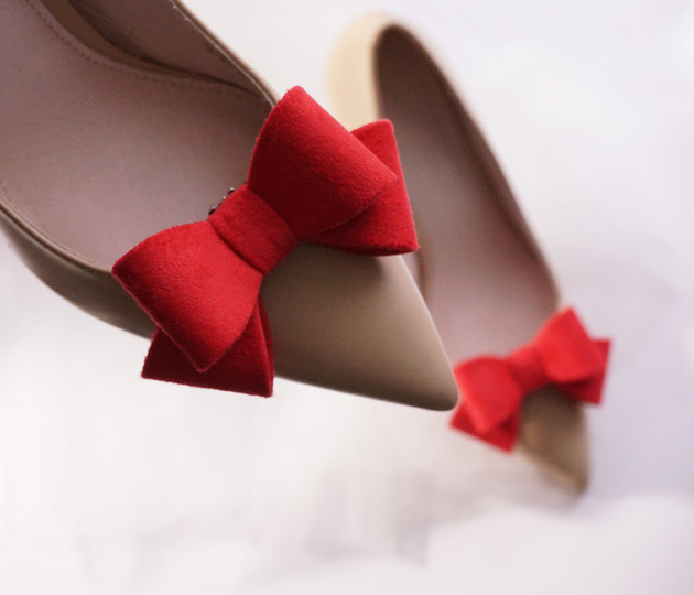 klipsy do butów Klipsy do butów Coquet-Kokardki 3D M/Red Suede