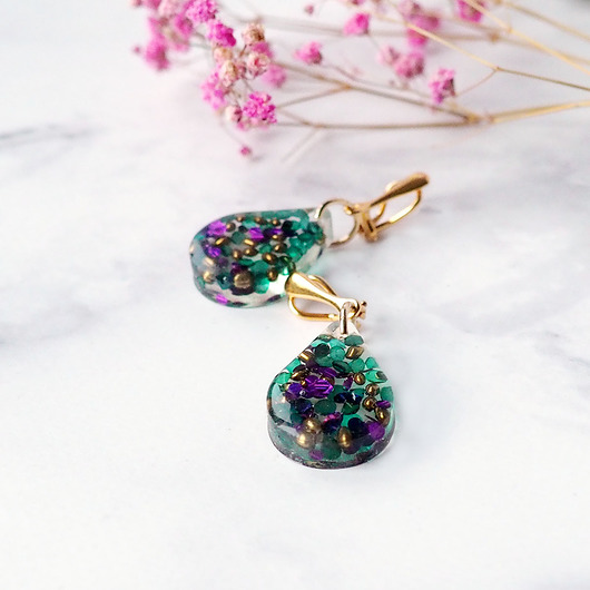 klipsy KLIPSY SREBRO pozłacane24k i zawieszki z żywicy