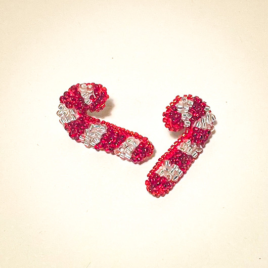 kolczyki - inne Kolczyki świąteczne cukrowe laseczki