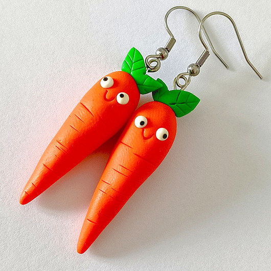 kolczyki z masy plastycznej Śmieszne Kolczyki Marchewki