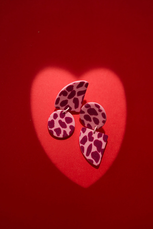 kolczyki z masy plastycznej Wiszące asymetryczne sztyfty