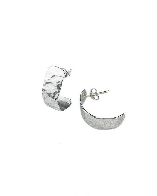 kolczyki srebrne Kolczyki srebrne szerokie młotkowane