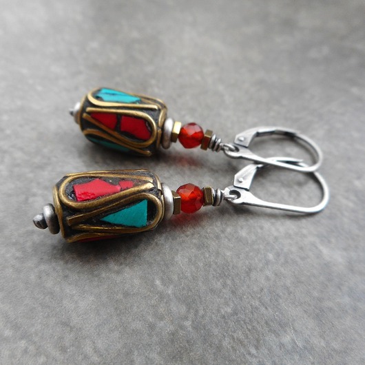 kolczyki srebrne Walce w stylu etno II srebro 925