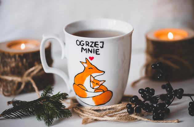 Kubek ręcznie malowany - Ogrzej mnie Pracownia Szafran