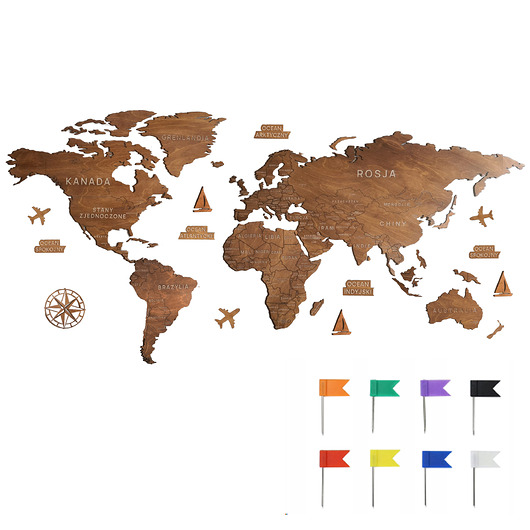 dekoracje - na ścianę Mapa świata na ścianę dla dzieci z DODATKAMI 150cm MAPA ŚWIATA z państwami