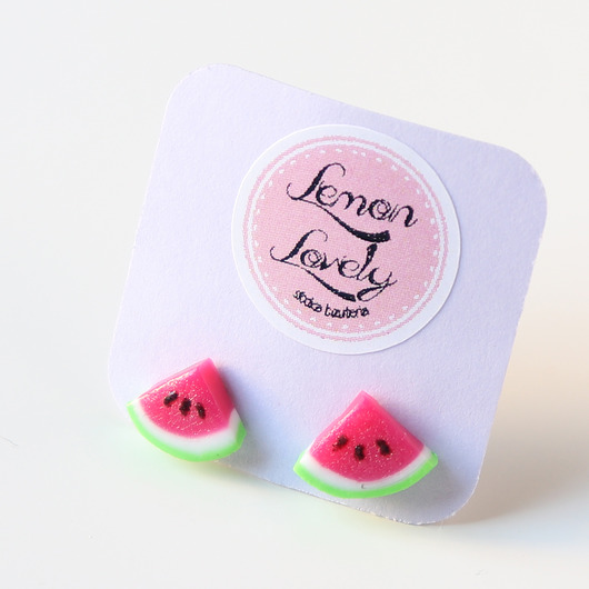 Arbuz kolczyki na sztyfcie bardzo małe Lemon Lovely